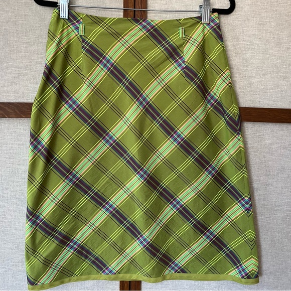 Vintage Neon Plaid A-Line Midi Lined Skirt - Small - Picture 8 of 14